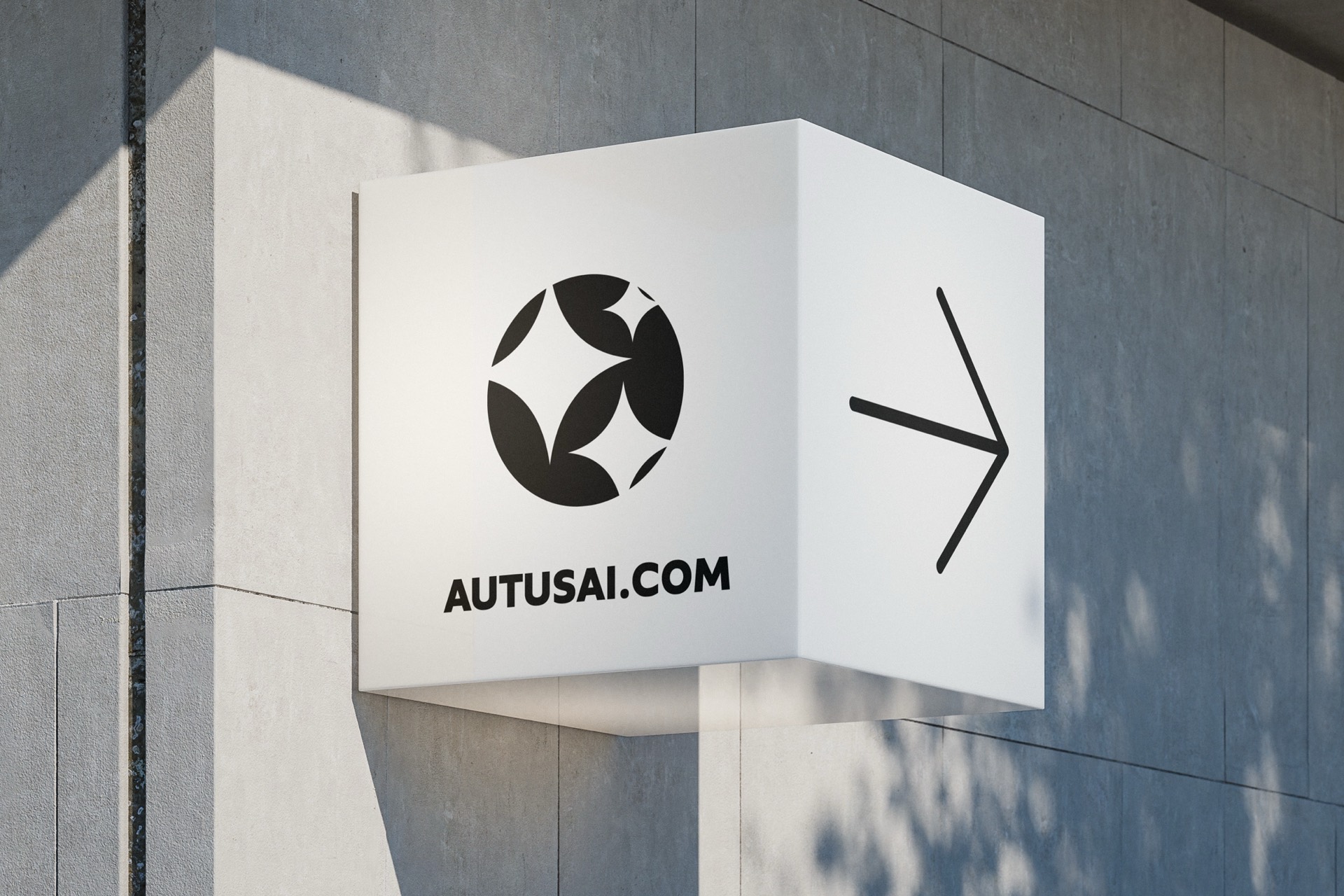 Autus AI logo on a wall sign